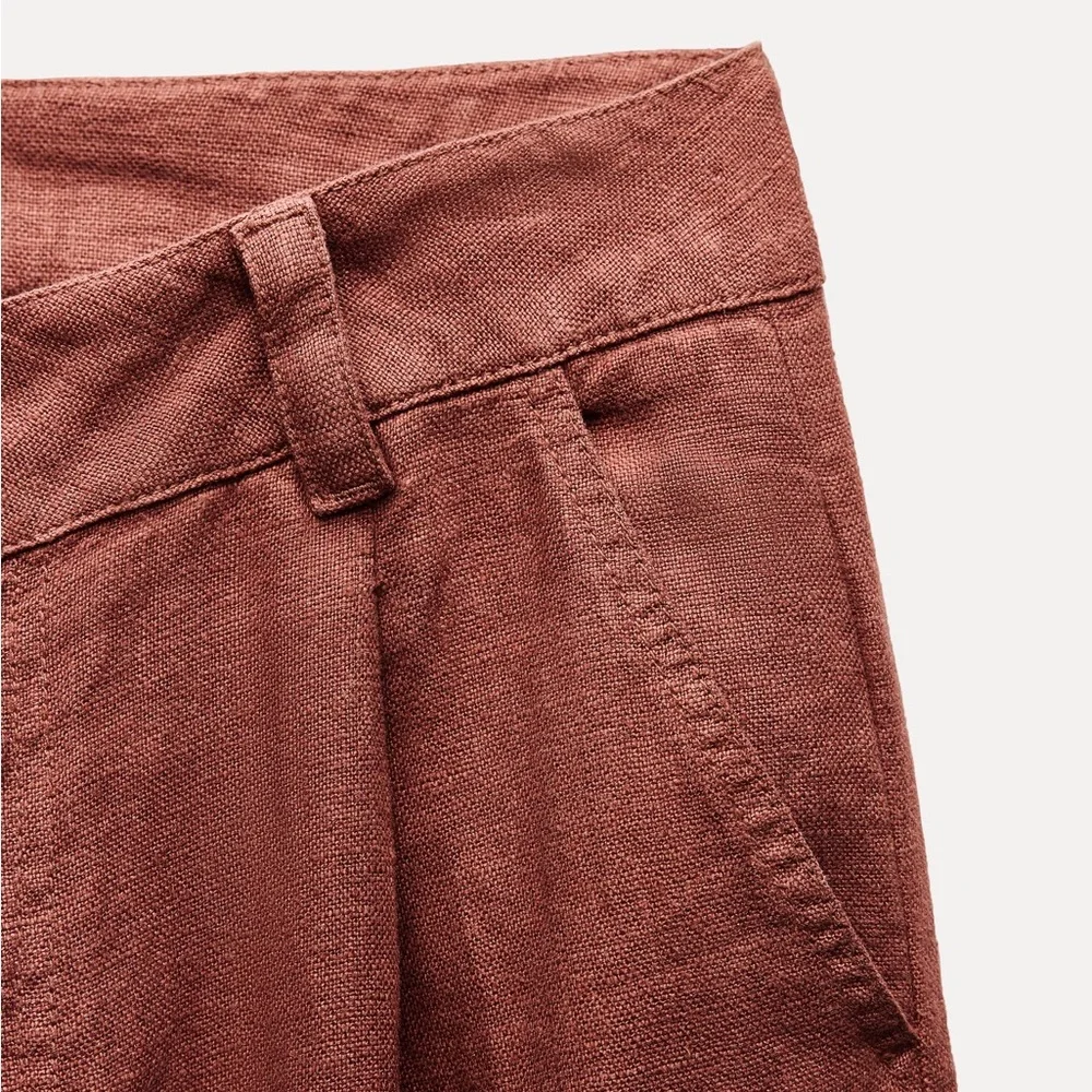 ZARA NWT 100% LINEN WIDE LEG TROUSERS